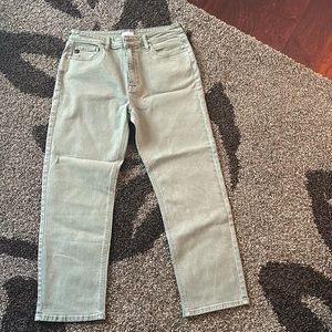 KANCAN ZANDRIA ULTRA HIGH RISE 90'S STRAIGHT LEG JEANS OLIVE GREEN 11/29 NWOT